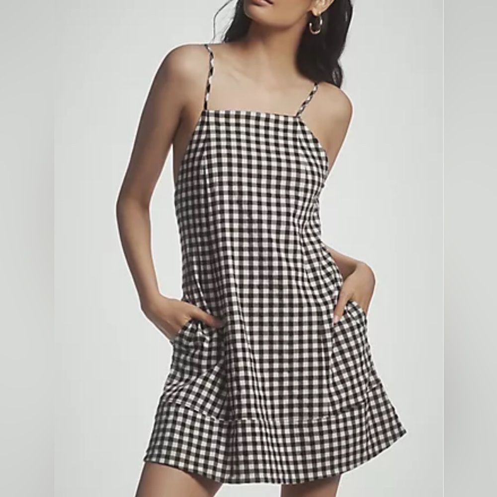 Anthropologist Black and White Gingham Mini Dress